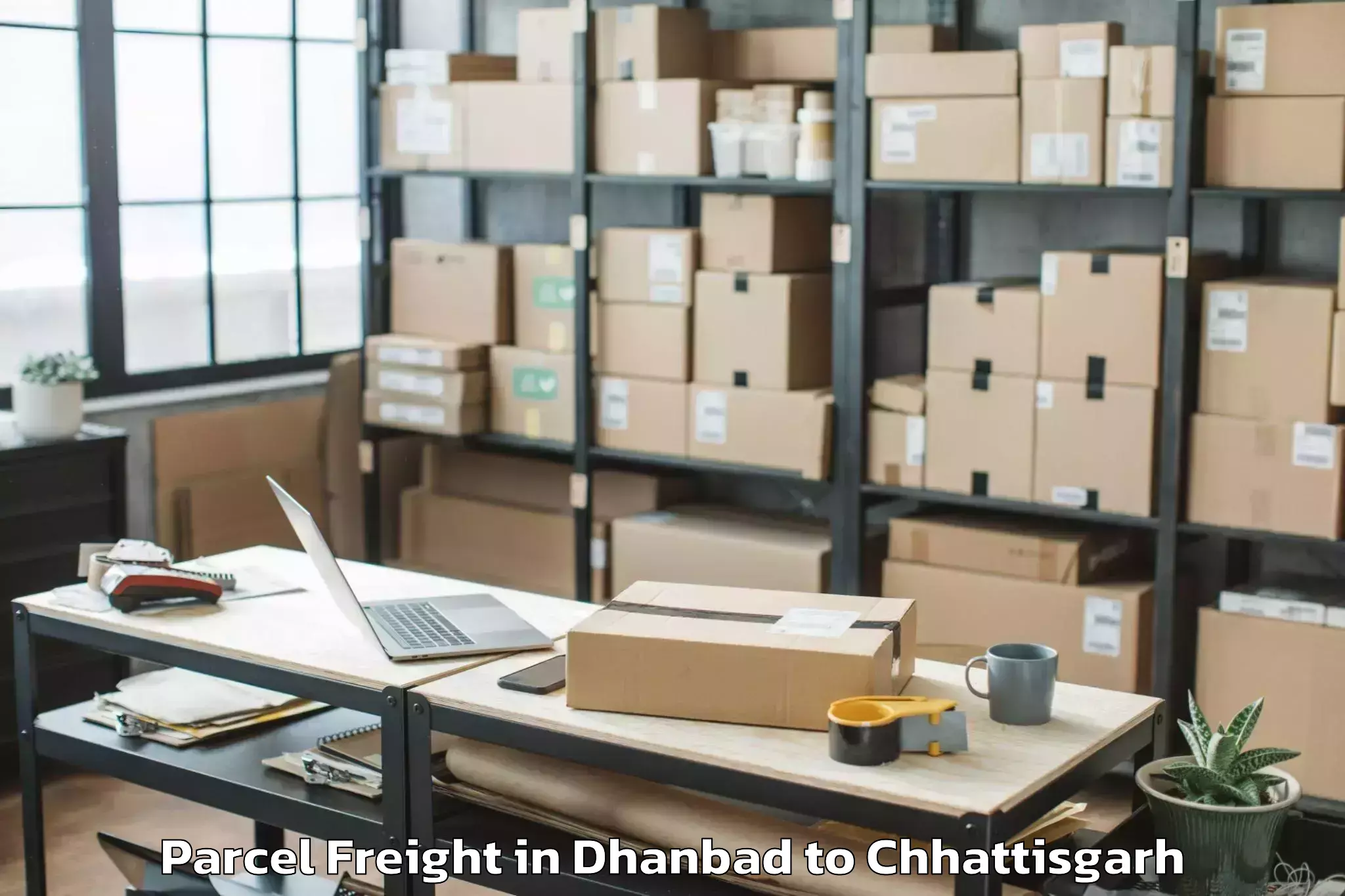 Leading Dhanbad to Malkharoda Parcel Freight Provider